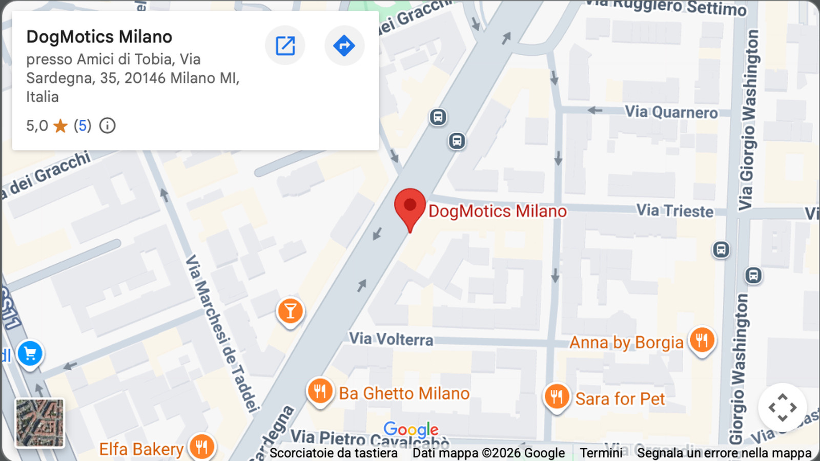 Mappa DogMotics Milano - Via Sardegna 35